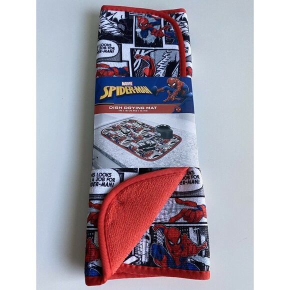 Marvel Spider-Man Dish Drying Mat Kitchen 16 X 18” Comic Strip NWT - Picture 1 of 8